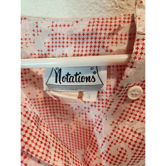 Vintage Notations Red White Button Front Blouse Size 8 Long Sleeve Retro 80s‎ - Picture 3 of 6